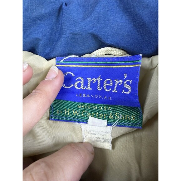 CARTERS Puffer Jacket H.W. CARTER & Son Lebanon N.H. Coat Vintage XL Blue 70s - Picture 6 of 16